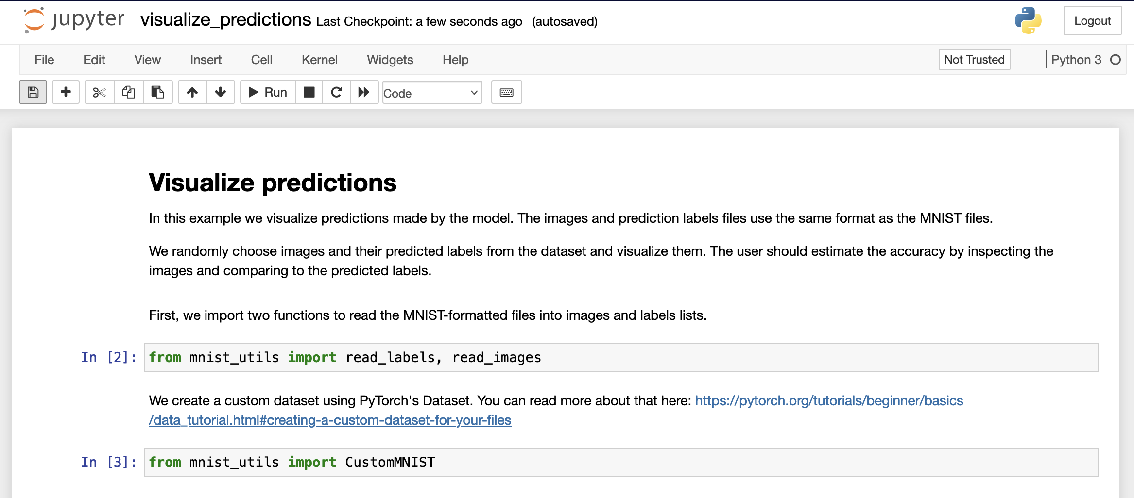 Jupyter notebook to visualize predictions