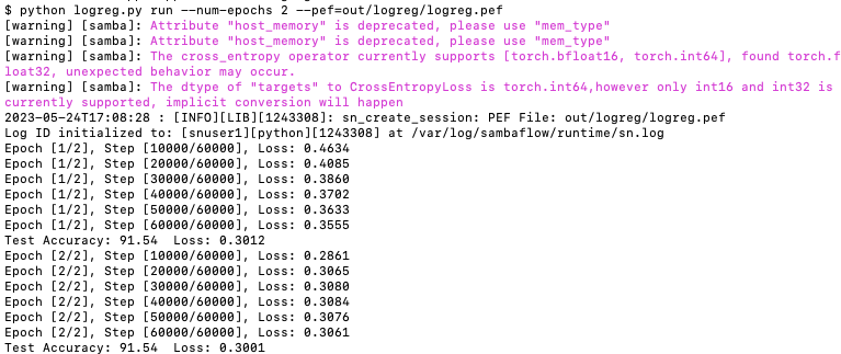 run command output