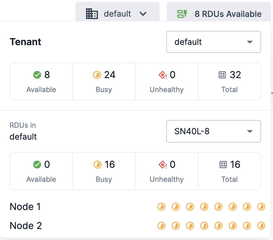 SN40 RDUs Available default tenant