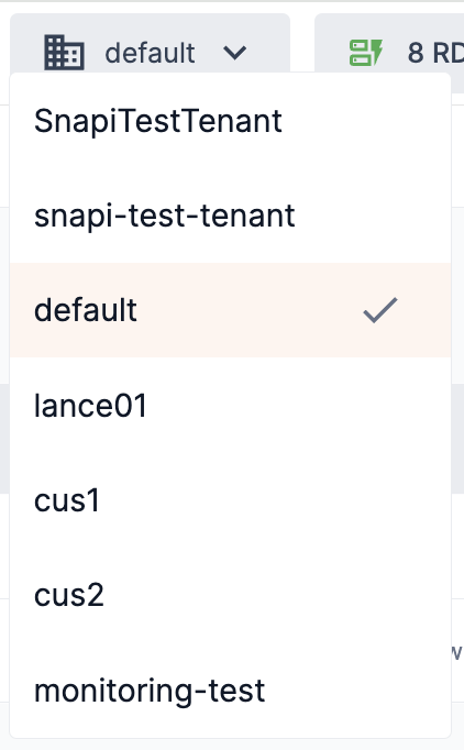 Tenant selection drop-down