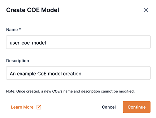 Create CoE model box