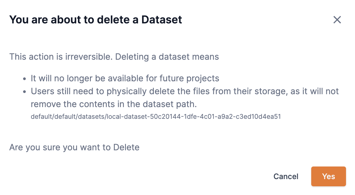 Delete dataset box