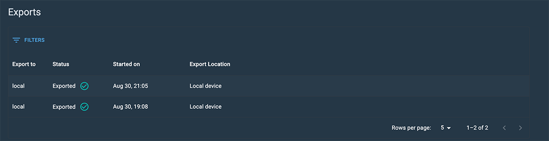 Batch exports table