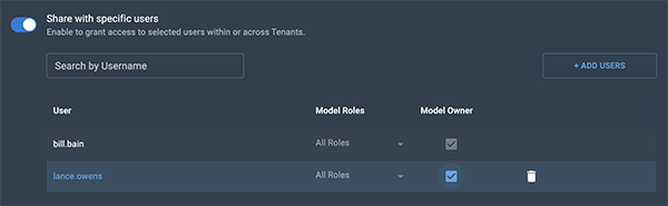 Assign user as model owner