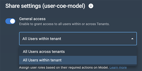 Model tenant access drop-down