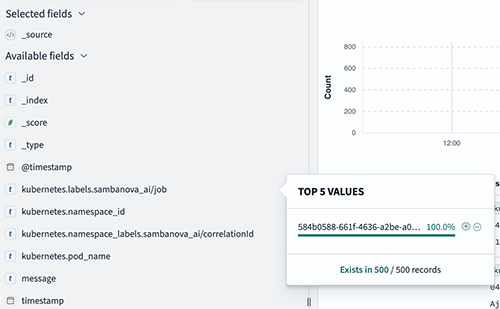 Example tracking id filter in OpenSearch Dashboard