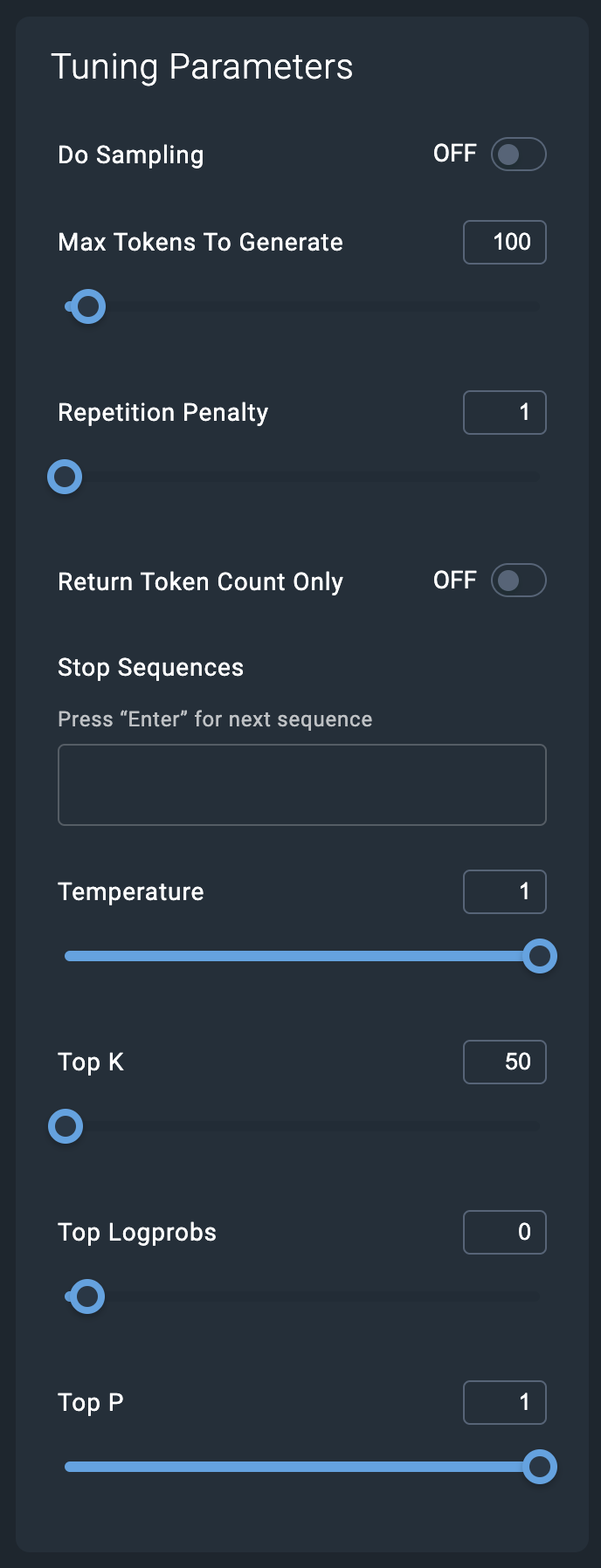 Tuning parameters