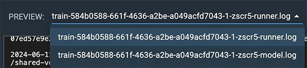 Training log preview drop-downn