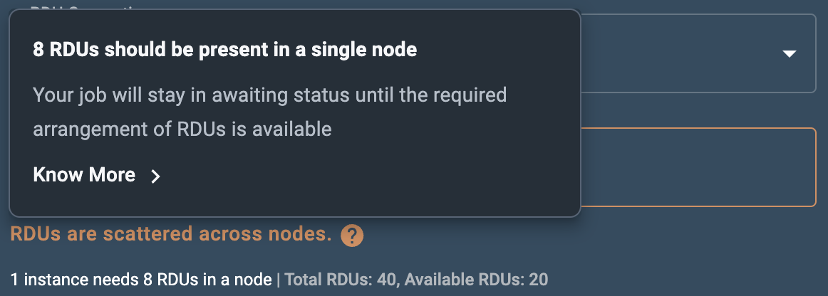 Insufficient RDUs in a node