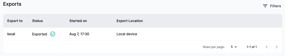 Batch exports table