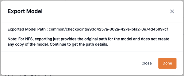 Export checkpoint