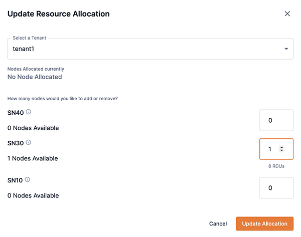 Update resource allocation