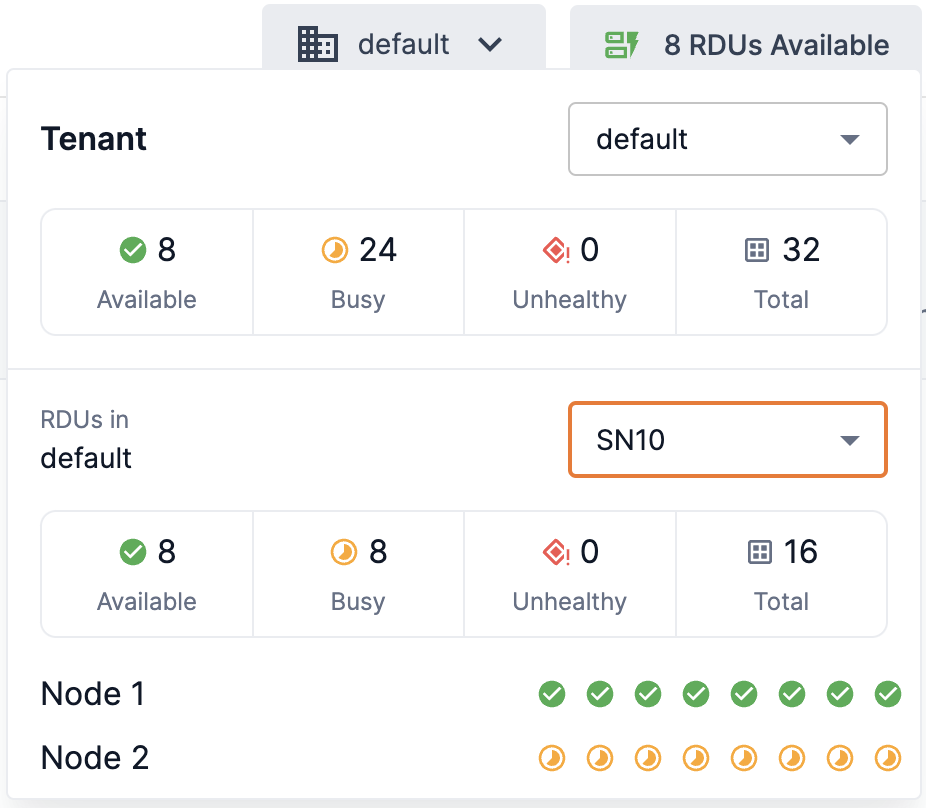 SN10 RDUs Available default tenant