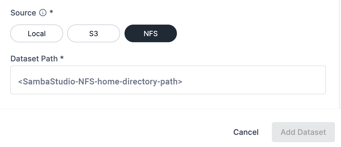 Add a dataset from NFS