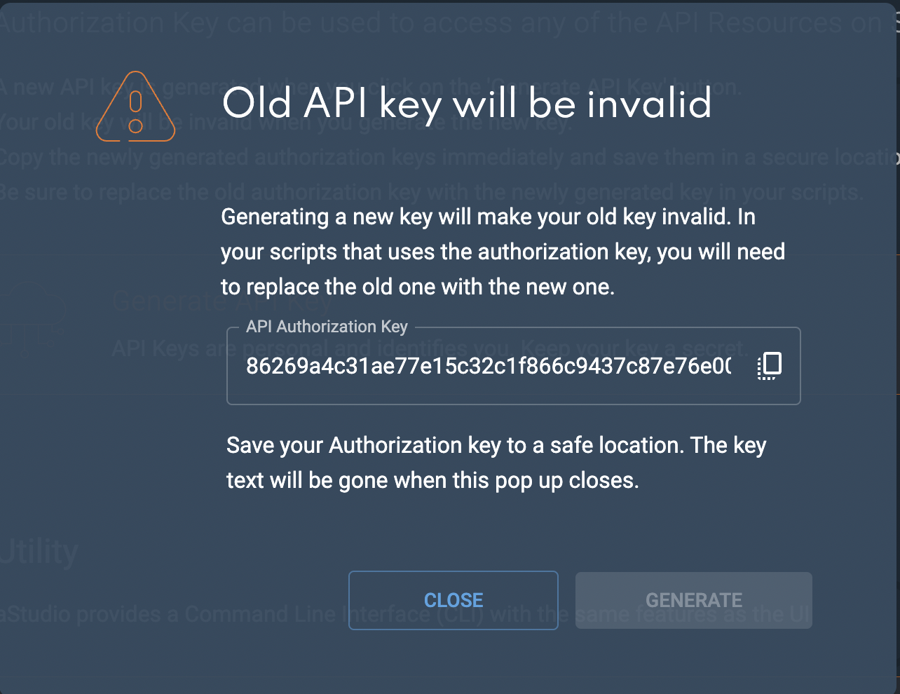 copy API key