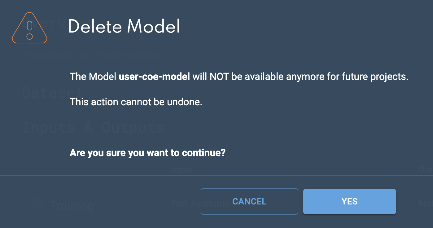 CoE model delete