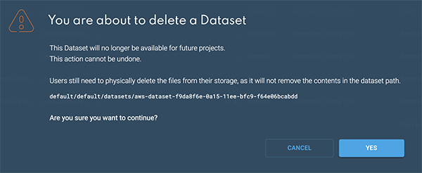 Delete dataset box