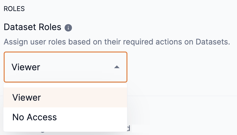 Dataset access drop-down