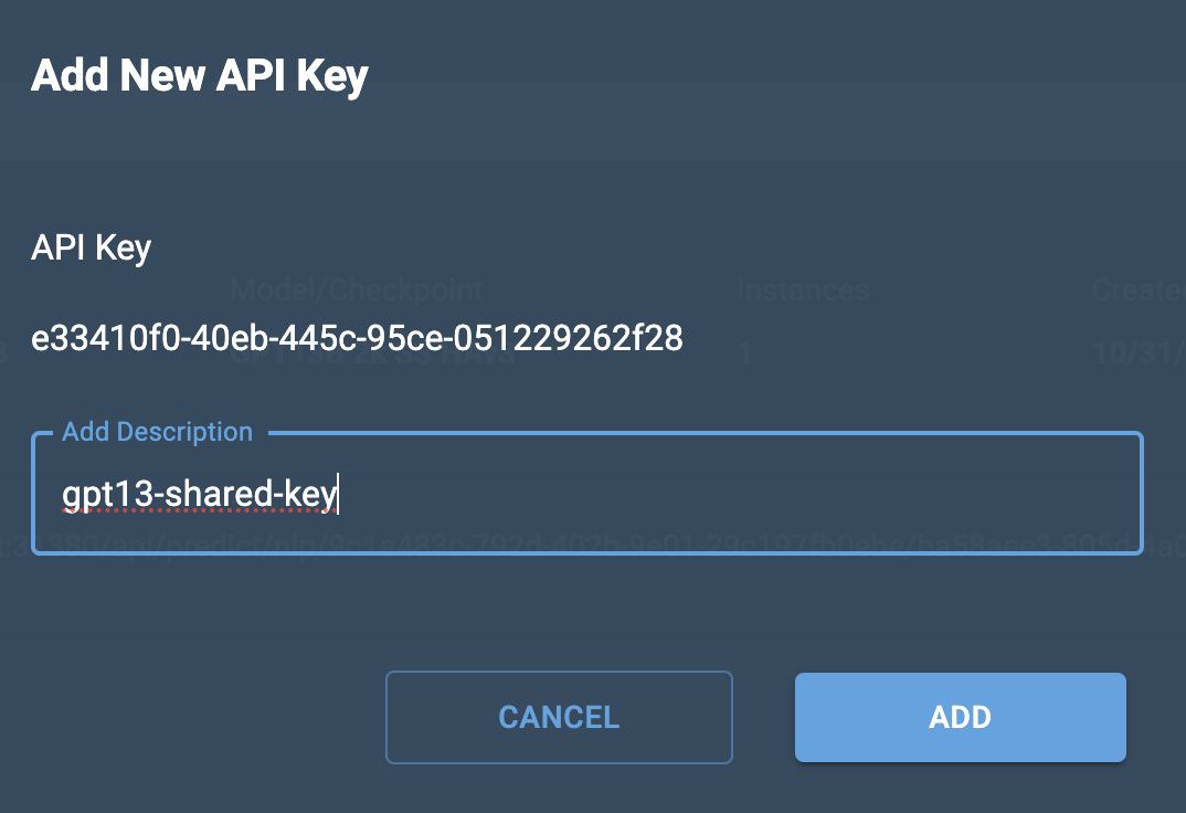 Add new API key