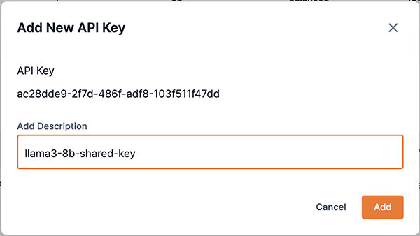 Add new API key