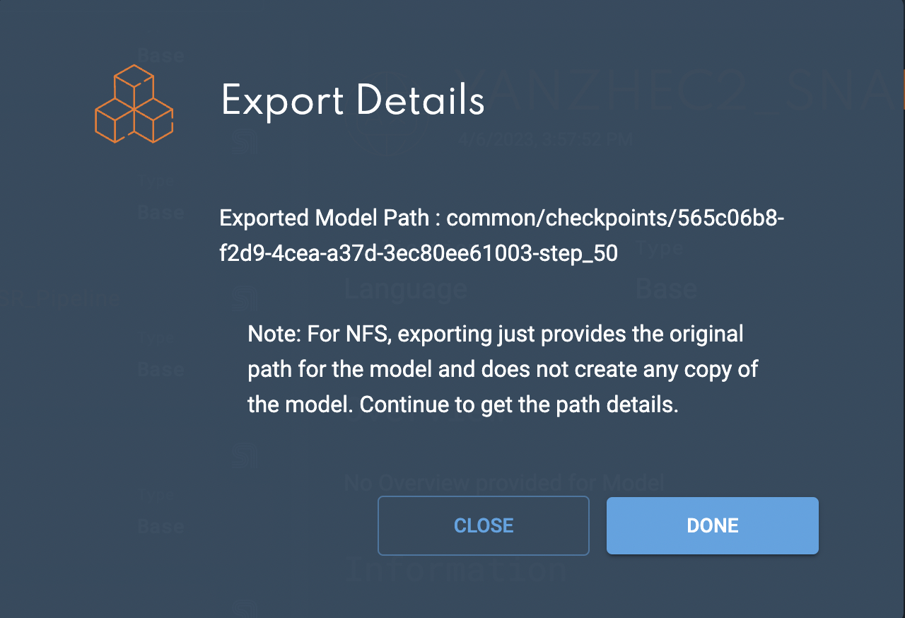 Export checkpoint