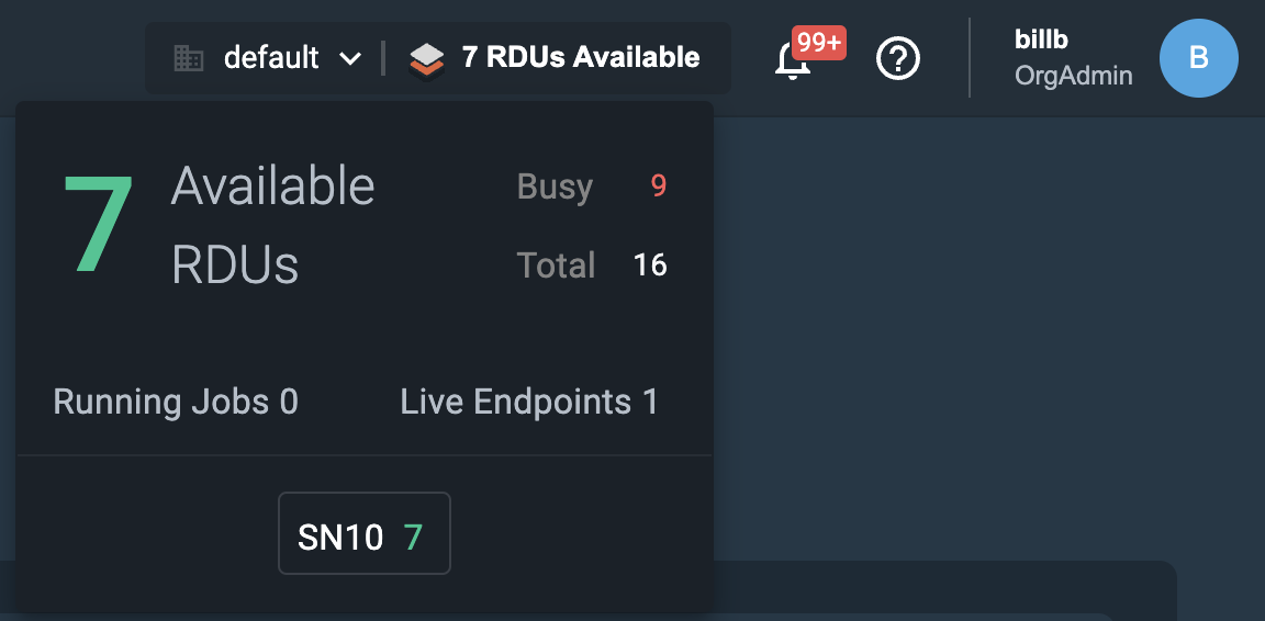 RDUs available drop-down