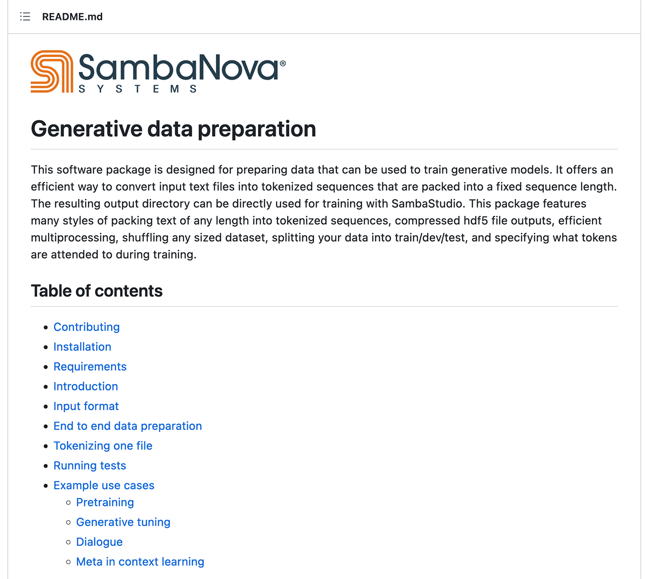 GitHub generative data preparation
