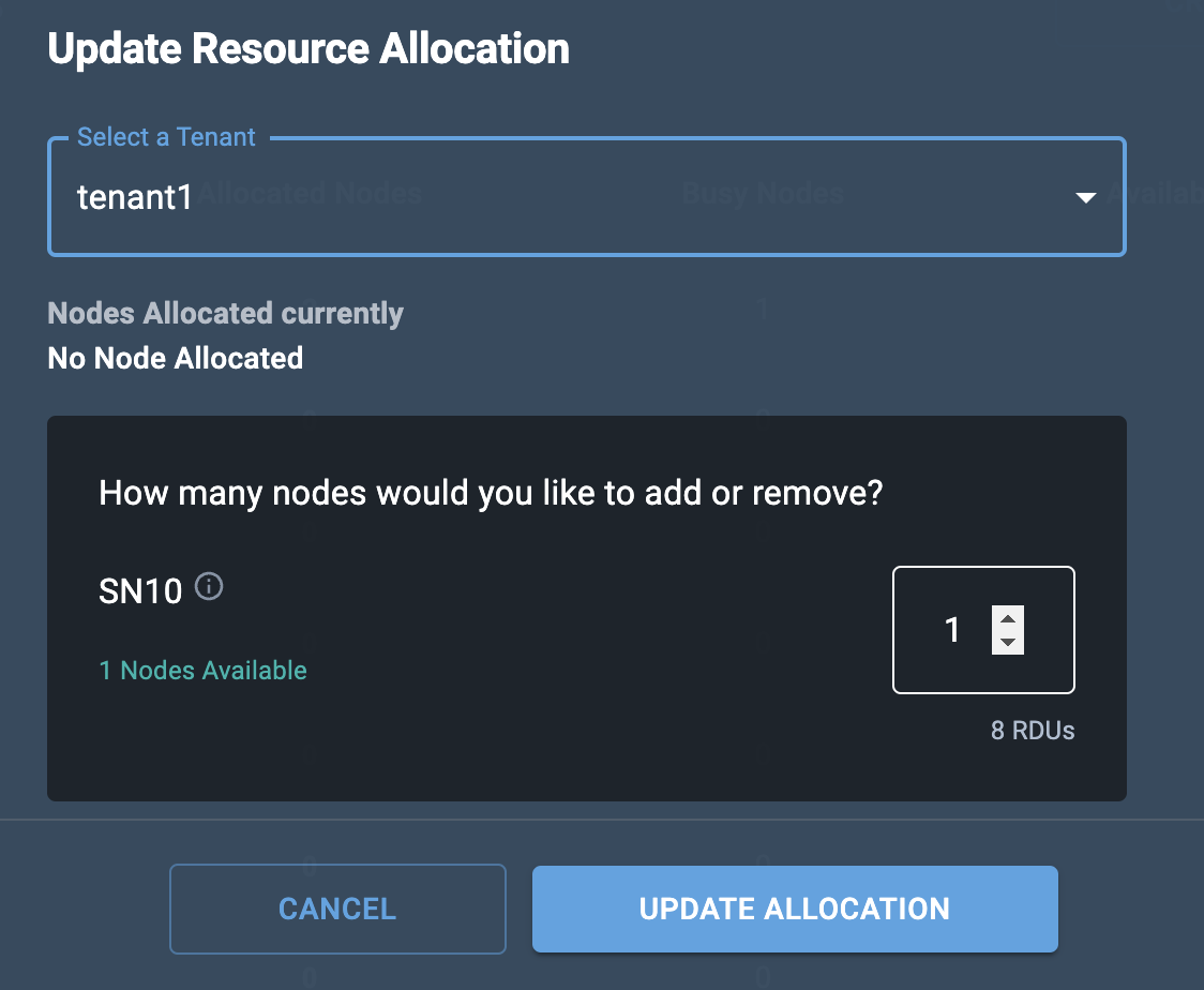 Update resource allocation