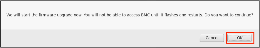 BMC update confirmation screen